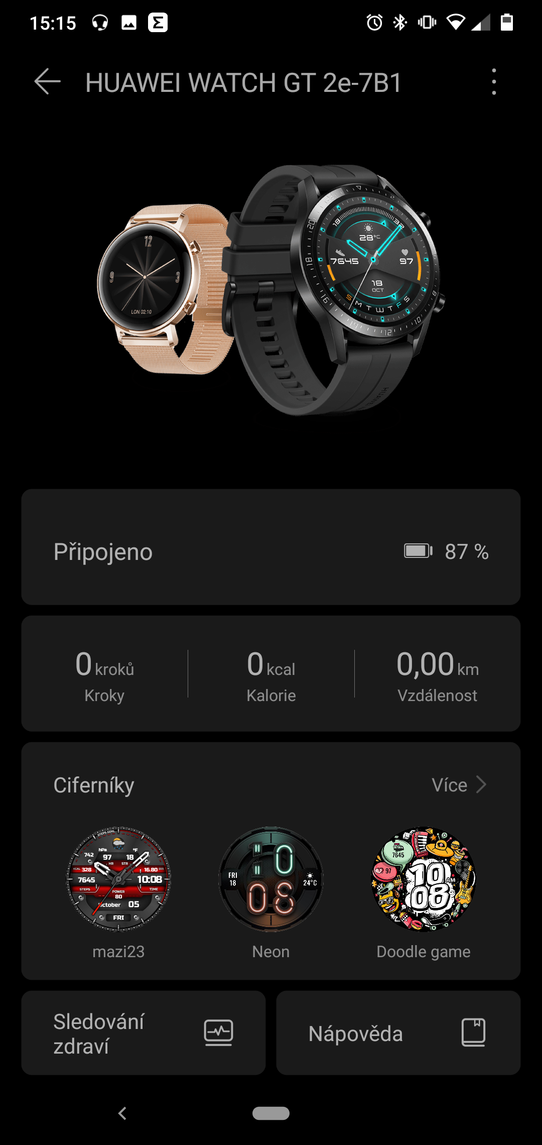 huawei health watch main menu